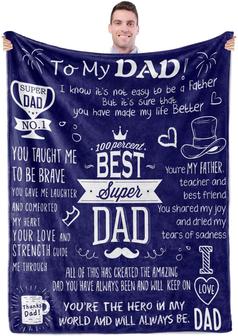 Throw Blanket to My Dad from Daughter Son Gifts for Fathers Day Best Super Dad Blanket - Thegiftio UK