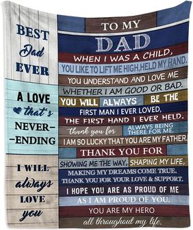 Throw Blanket To My Dad, Best Dad Ever Blanket, Gift From Daughter Son Wife Mom For Father's Day, Birthday - Thegiftio UK