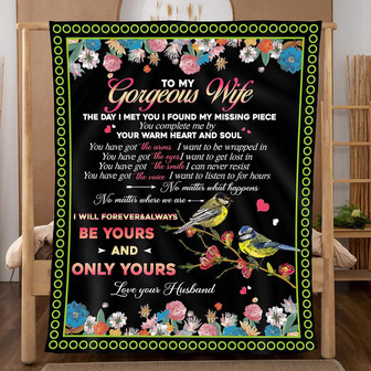 Throw Blanket To My Gorgeous Wife Gift from Husband, Mother's Day Valentine’s Day Birthday Soft Bed Flannel Blanket - Thegiftio