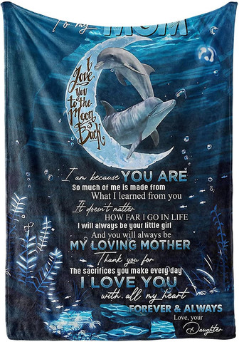 Throw Blankets to My Mom - Dolphin Flannel Fleece Blankets for Christmas New Year Mother's Day - Thegiftio
