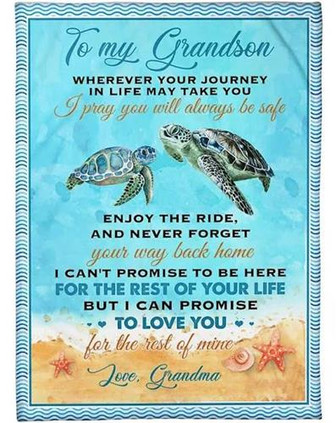 Turtle Grandson To My Grandson Never Forget Your Way Back Home Blanket Gift For Christmas, Home Decor - Thegiftio UK