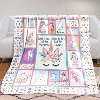 Unicorn Fleece Blanket Throw Blanket Christmas Throw Blanket - Thegiftio
