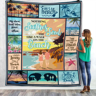 A Walk On The Beach Summer Blanket Fleece Blanket Throw Blanket Christmas Throw Blanket - Thegiftio UK