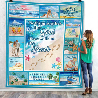 Walk On The Beach Summer Fleece Blanket Throw Blanket Christmas Throw Blanket - Thegiftio UK