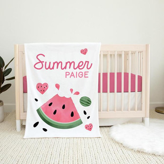 Watermelon Baby Blanket, Watermelon Summer Blanket, Personalized Baby Blanket - Thegiftio UK