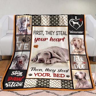 Weimaraner Dog Fleece Blanket Dog Name Gift For Pet Lover - Thegiftio UK