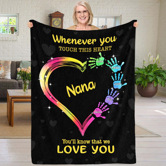 Whenever You Touch This Heart Personalized Blanket - A Perfect Mother's Day Gift - Thegiftio