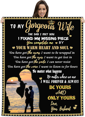 To My Wife Blanket from Husband Soft Cozy Throw Blankets for Valentine’s Day Birthday Christmas - Thegiftio UK