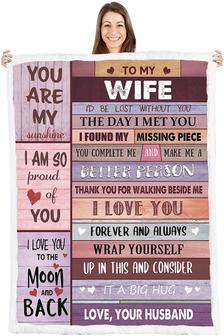 To My Wife Blanket I Love You for Wife Birthday Gifts from Husband Happy for Her Romantic Present Valentines or Mothers Day Throw - Thegiftio UK