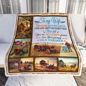 To My Wife Blanket, You are My Queen Forever Throw Blanket, Couple Farmer With Truck, Barn And Field Blanket - Thegiftio UK