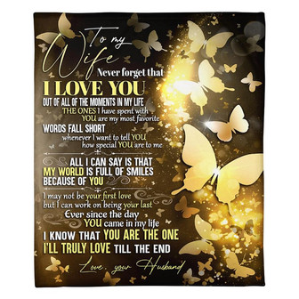 To My Wife Bling Butterflies Fleece Blanket Family Gift Home Decor Bedding Couch Sofa Soft And Comfy Cozy - Thegiftio