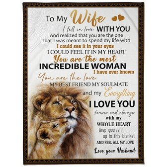 To My Wife Couple Lion Fleece Blanket Family Gift Home Decor Bedding Couch Sofa Soft And Comfy Cozy - Thegiftio UK
