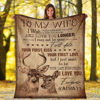 To My Wife Deer Vintage Blanket From Husband To My Wife I May Not Be Your First Date Blanket Gift For Wife Wife Blanket - Thegiftio UK