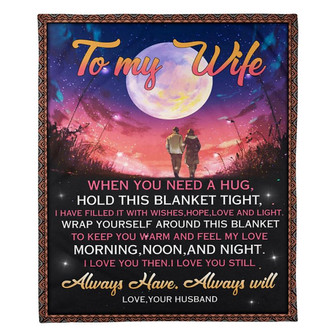 To My Wife Feel My Love Fleece Blanket Family Gift Home Decor Bedding Couch Sofa Soft And Comfy Cozy - Thegiftio UK