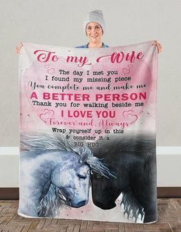 To My Wife Horse Pink Heart Blanket From Husband, To My Wife The Day I Meet You Horse Couple Love Blanket Gifts For Wife - Thegiftio UK