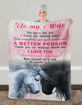 To My Wife Horse Pink Heart Blanket From Husband, To My Wife The Day I Meet You Horse Couple Love Blanket Gifts For Wife - Thegiftio UK