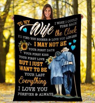 To My Wife Old Couple Blanket From Husband To My Wife I Wish I Could Turn Back The Clock Blanket Gifts For Wife Blanket - Thegiftio UK