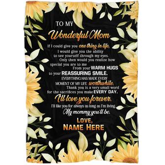 To My Wonderful Mom Blanket Custom Name Sunflower Blanket for Mom Mother Gift on Christmas Mother's Day Birthday Thoughtful Gift for Mom from Daughter Son - Thegiftio UK