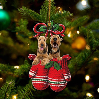 Airedale Terrier Inside Your Gloves Christmas Holiday-Two Sided Ornament, Christmas Ornament, Car Ornament - Thegiftio UK