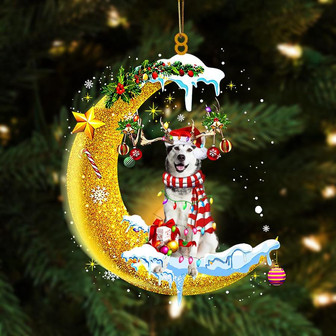 Alaskan Malamute On The Moon Merry Christmas Hanging Ornament Dog Ornament, Car Ornament, Christmas Ornament - Thegiftio UK