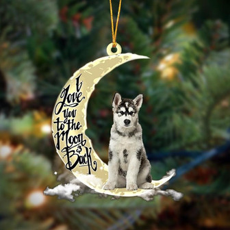 Alaskan Malamutes I Love You To The Moon And Back Hanging Ornament, Car Ornament, Christmas Ornament - Thegiftio UK