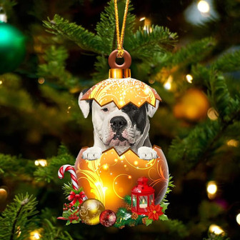 American Bulldog In Golden Egg Christmas Ornament - Thegiftio UK