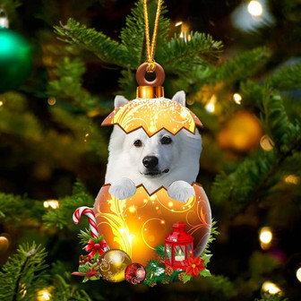 American Eskimo In Golden Egg Christmas Ornament - Thegiftio UK