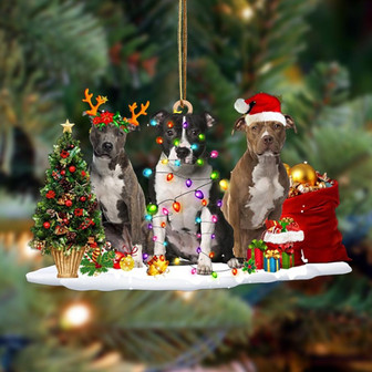 American Staffordshire Terrier-Christmas Dog Friends Hanging Ornament, Christmas Ornament, Car Ornament - Thegiftio UK