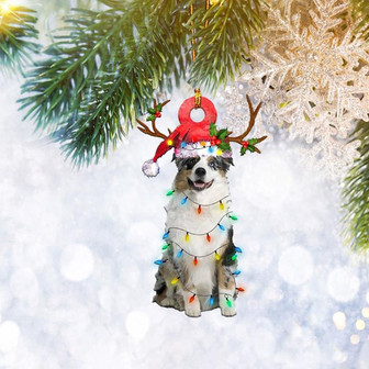Australian Shepherd Christmas Reindeer Ornament, Dog Lover Gifts, Christmas Tree Ornament, Home Decor Plastic Ornament - Thegiftio