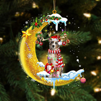 Australian Shepherd On The Moon Merry Christmas Hanging Ornament, Car Ornament, Christmas Ornament - Thegiftio UK