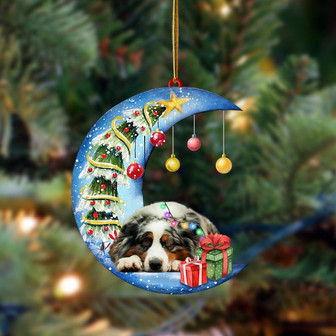 Australian Shepherd-Sleep On The Moon Christmas Two Sided Ornament, Christmas Ornament, Car Ornament - Thegiftio UK