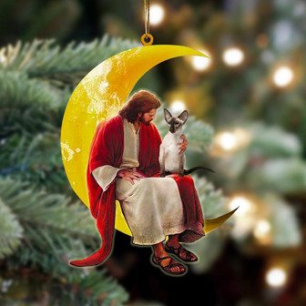 Balinese And Jesus Sitting On The Moon Hanging Ornament Dog Ornament, Car Ornament, Christmas Ornament - Thegiftio UK