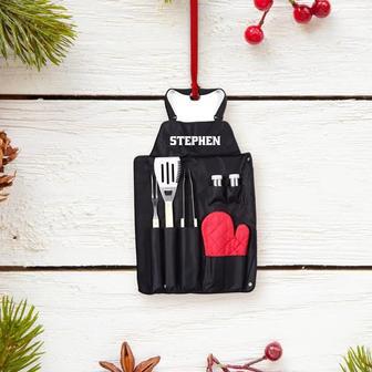 Barbeque Set Apron Personalized Flat Ornaments, Custom Set Apron Christmas Ornament, Gift For Friend Chef - Thegiftio UK