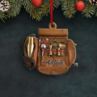 Bartender Kit Bag Personalized Flat Ornaments, Custom Bartender Travel Bag Christmas Ornament - Thegiftio