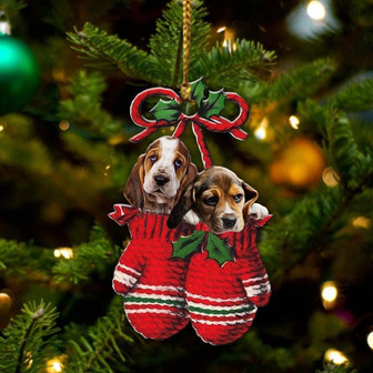 Basset Hound Inside Your Gloves Christmas Holiday-Two Sided Ornament, Christmas Ornament, Car Ornament - Thegiftio UK