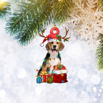 Beagle Dog Reindeer Flat 2D Christmas Ornament, Dog Pet Lover Gift, Christmas Tree Ornament, Home Decor Plastic Ornament - Thegiftio