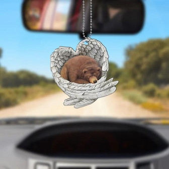 Bear Sleeping Angel Wings Ornament, Bear Christmas Ornament, Love Bear Ornament Decor - Thegiftio
