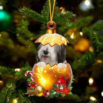 Bearded Collie In Golden Egg Christmas Ornament - Thegiftio UK