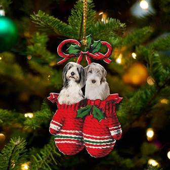 Bearded Collie Inside Your Gloves Christmas Holiday-Two Sided Ornament, Christmas Ornament, Car Ornament - Thegiftio UK