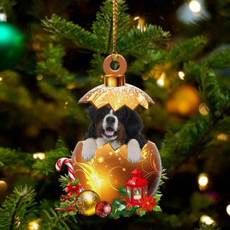 Bernese-Mountain In Golden Egg Christmas Ornament - Thegiftio UK