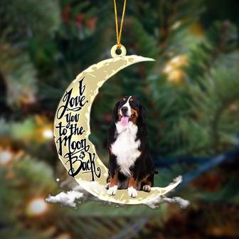 Bernese Mountain I Love You To The Moon And Back Hanging Ornament, Car Ornament, Christmas Ornament - Thegiftio UK