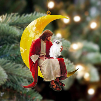 Birman And Jesus Sitting On The Moon Hanging Ornament Dog Ornament, Car Ornament, Christmas Ornament - Thegiftio UK