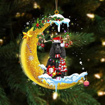 Black Cocker Spaniel On The Moon Merry Christmas Hanging Ornament, Car Ornament, Christmas Ornament - Thegiftio UK