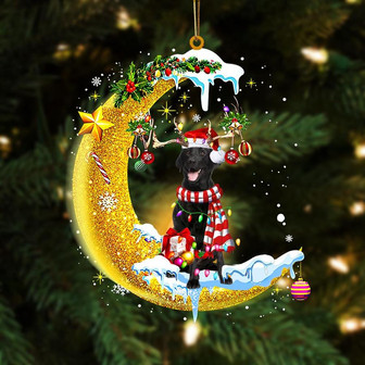 Black Labrador Retriever On The Moon Merry Christmas Hanging Ornament, Car Ornament, Christmas Ornament - Thegiftio UK