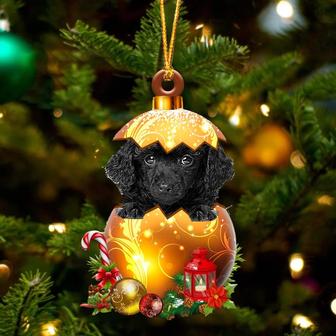 BLACK Toy Poodle In Golden Egg Christmas Ornament - Thegiftio UK