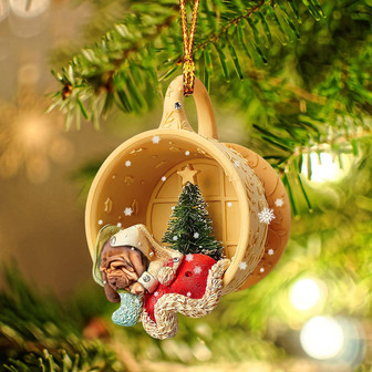 Bloodhound Sleeping in a tiny cup Christmas Holiday-Two Sided Ornament, Christmas Ornament, Car Ornament - Thegiftio UK
