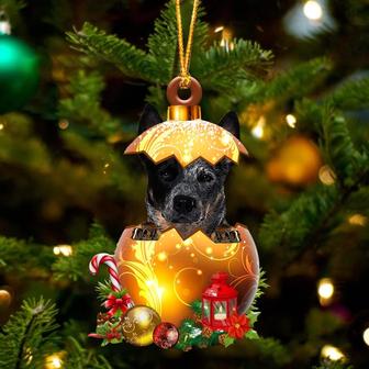 Blue Heeler In Golden Egg Christmas Ornament - Thegiftio UK