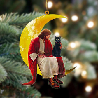 Bombay And Jesus Sitting On The Moon Hanging Ornament Dog Ornament, Car Ornament, Christmas Ornament - Thegiftio UK