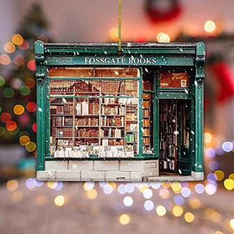 Book Store Christmas Tree 2D Flat Ornament, Bookshop, Book Ornament, Reading Ornament - Thegiftio UK