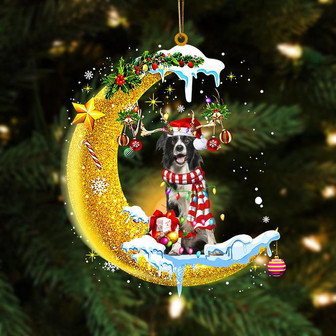 Border Collie On The Moon Merry Christmas Hanging Ornament Dog Ornament, Car Ornament, Christmas Ornament - Thegiftio UK